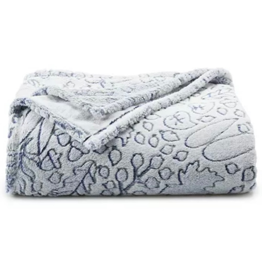 The Big One Blanket 60”x72” Frosted Blue Leaves Oversized SuperSoft Plush